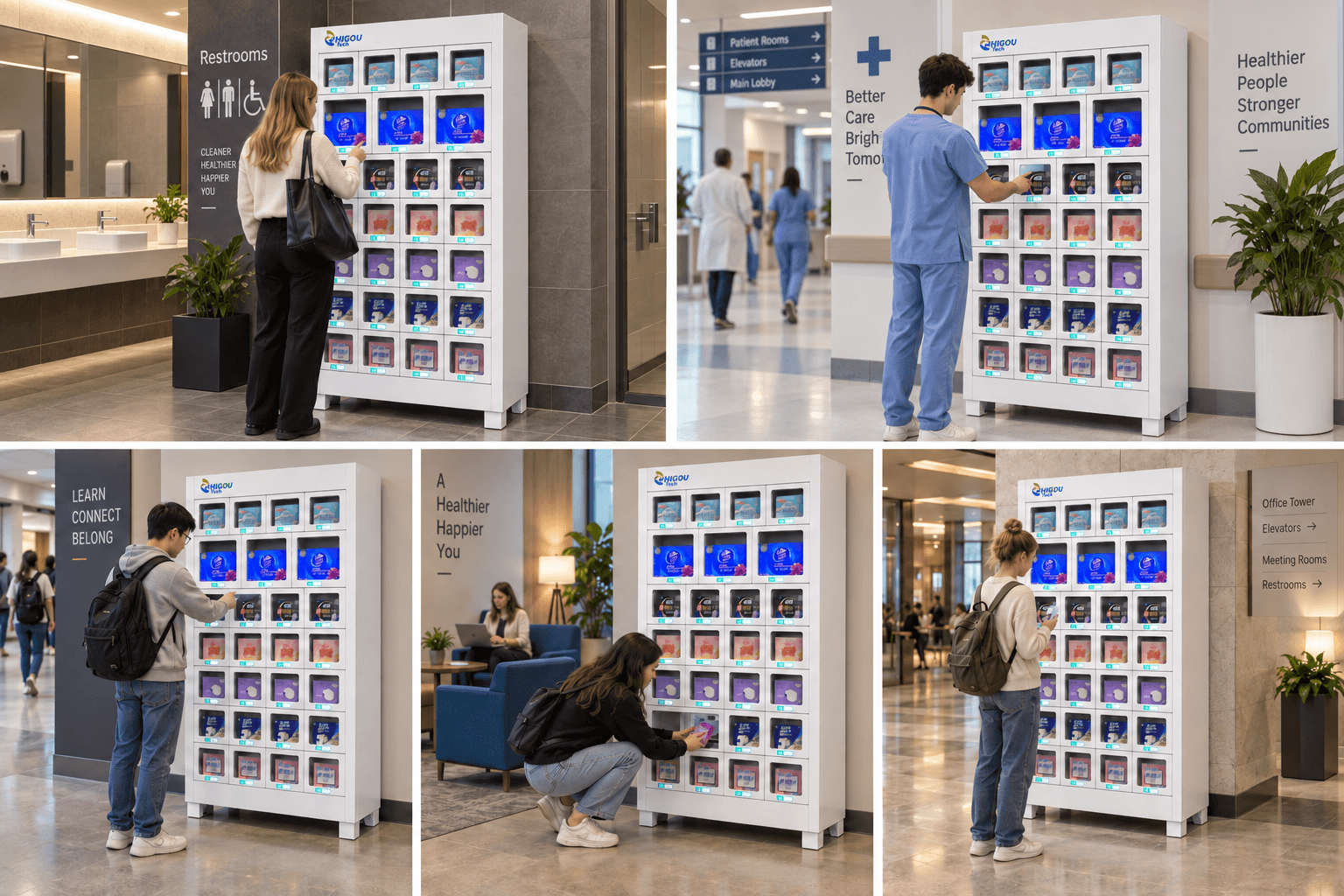 27-Grid Smart Locker Vending Machine for Hospitals, Restrooms, Universities & Commercial Spaces